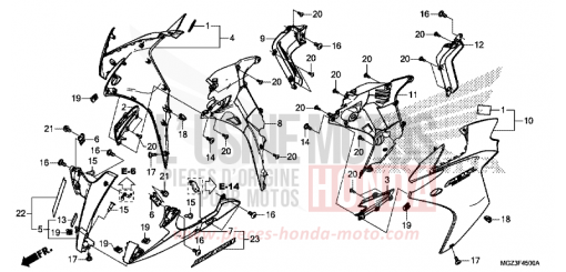 CARENAGE MILIEU CBR500RAD de 2013